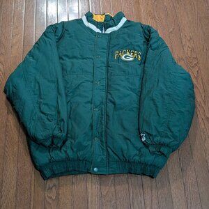 90's Green Bay Packers Starter Puffer Full Zip Jacket - Size XL